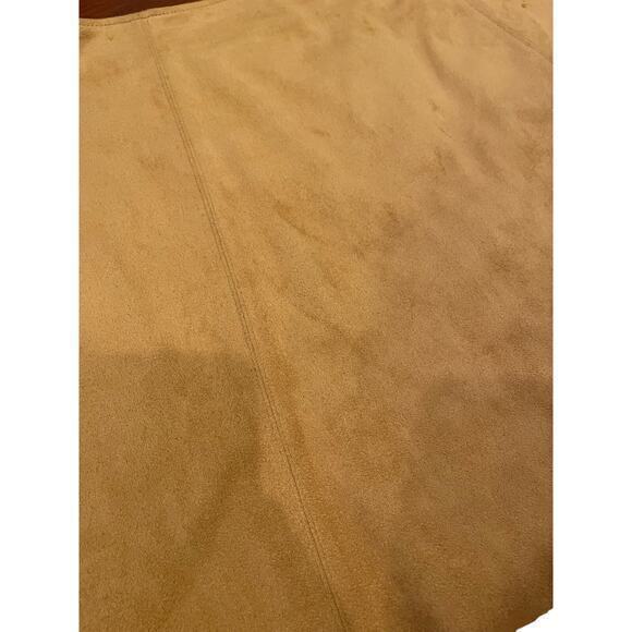 Faux Suede Fall Mini‎ Skirt Button Down A Line Western Brown Camel - Picture 8 of 8